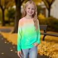 thumbnail image 5 of XADYUY Girls Long Sleeve Shirts 7-8 Crewneck Winter T-Shirts for Kids Girls Trendy Basic Top for Girls Trendy Tie Dye Girls Sweatshirts 7-8 Years,Green, 5 of 6