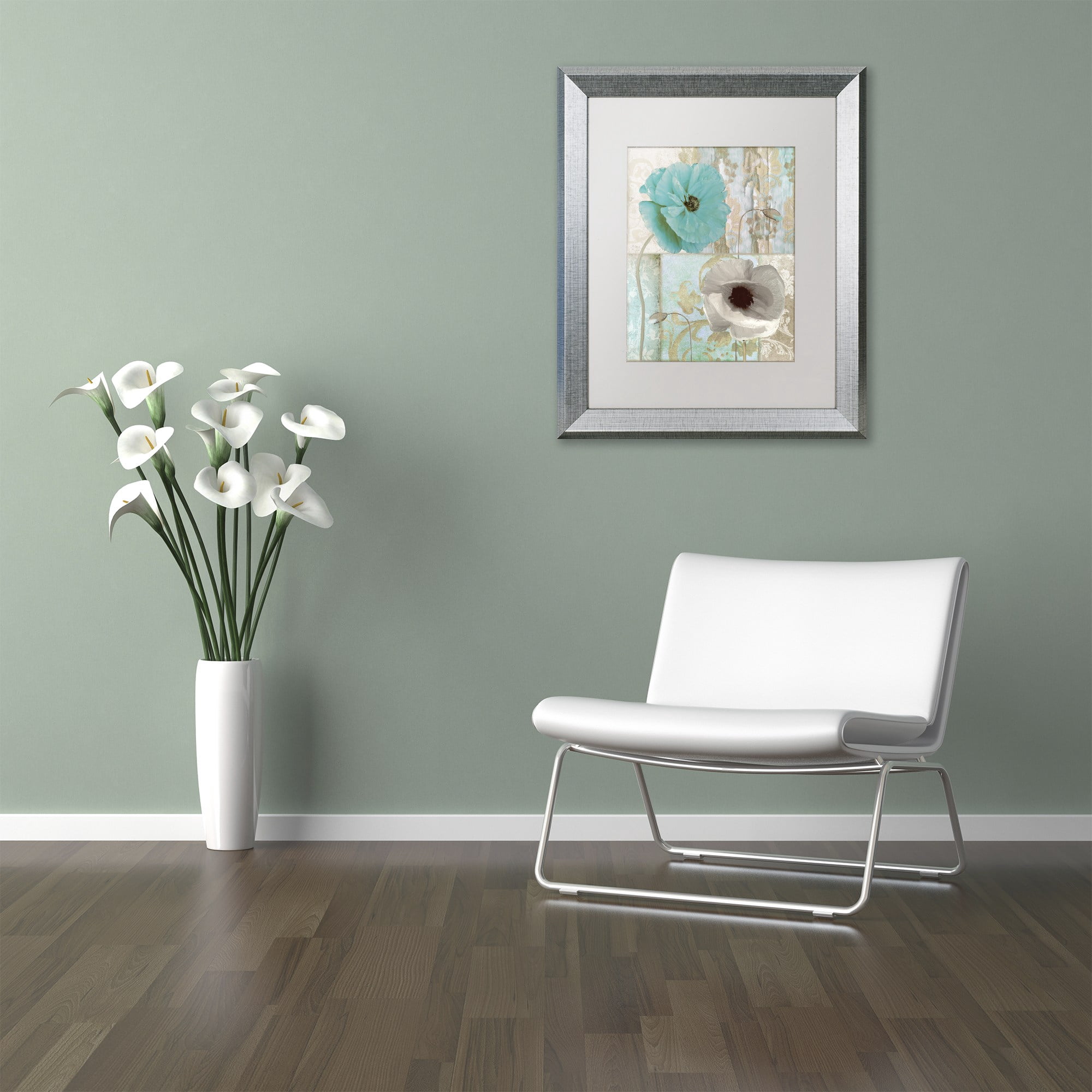 Trademark Fine Art "Beach Poppies II" Canvas Art by Color Bakery White Matte, Silver Frame