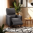 thumbnail image 1 of CorLiving Alder Upholstered Indoor Push Back Manual Recliner with Wood Legs, Dark Grey, 1 of 13