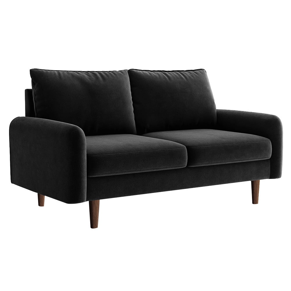 56.3'' Velvet Round Arm Loveseat, Couch with Solid Wood Frame, for Guest Room, Teenager's Room, and Small Apartment,33.1'' H x 56.3'' W x 31.1'' D