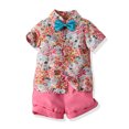 thumbnail image 5 of Edvintorg 6M-6Y Boys Summer Sets Clothing Clearance Boys Short Sleeve Top&Strap Shorts Suit Outfit For Baby Toldders Floral Printing Shirts Shorts Photography Performance Set, 5 of 7
