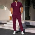 thumbnail image 2 of Dagugfen Lounge Sets for Men 2 Piece Textured Workwear Quarter Zip Shirts and Pants Casual Travel Outfits, 2 of 6