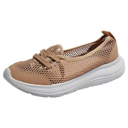 

Blphud Sneakers for Women Summer Shoes for Women 2024 Shoes for Women Women Casual Shoes Fashionable Mesh Hollowed out Breathable Comfortable Flat Bottomed Non Slip Solid Color Shoes Khaki 39