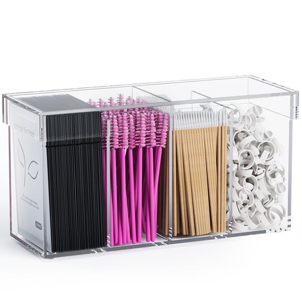 Organizador de maquillaje Udefineit Lash Extension con tapa acrílica