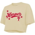 thumbnail image 2 of Women's Majestic Threads Bryce Harper Cream Philadelphia Phillies Boxy Crop Top, 2 of 3