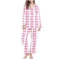 thumbnail image 2 of Rciityk Pinks Valentines Pajamas for Women Ladies Pajamas Sets Casual Long Sleeve Cute Heart Print Button Up Casual Tops with Long Pants Pjs Sets, 2 of 6