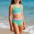 thumbnail image 2 of Maillot de Bain pour Garçons Manches Longues Col Rond Combinaison anti-UV Bleu Polyester, 2 of 8