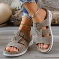 thumbnail image 2 of Rokment Womens Orthopedic Platform Wedge Gladiator Sandals Vintage Comfortable Casual Suede Air Cushion Arch Support Walking Slip on Slides Beach Summer Shoes Grey Size 6, 2 of 7
