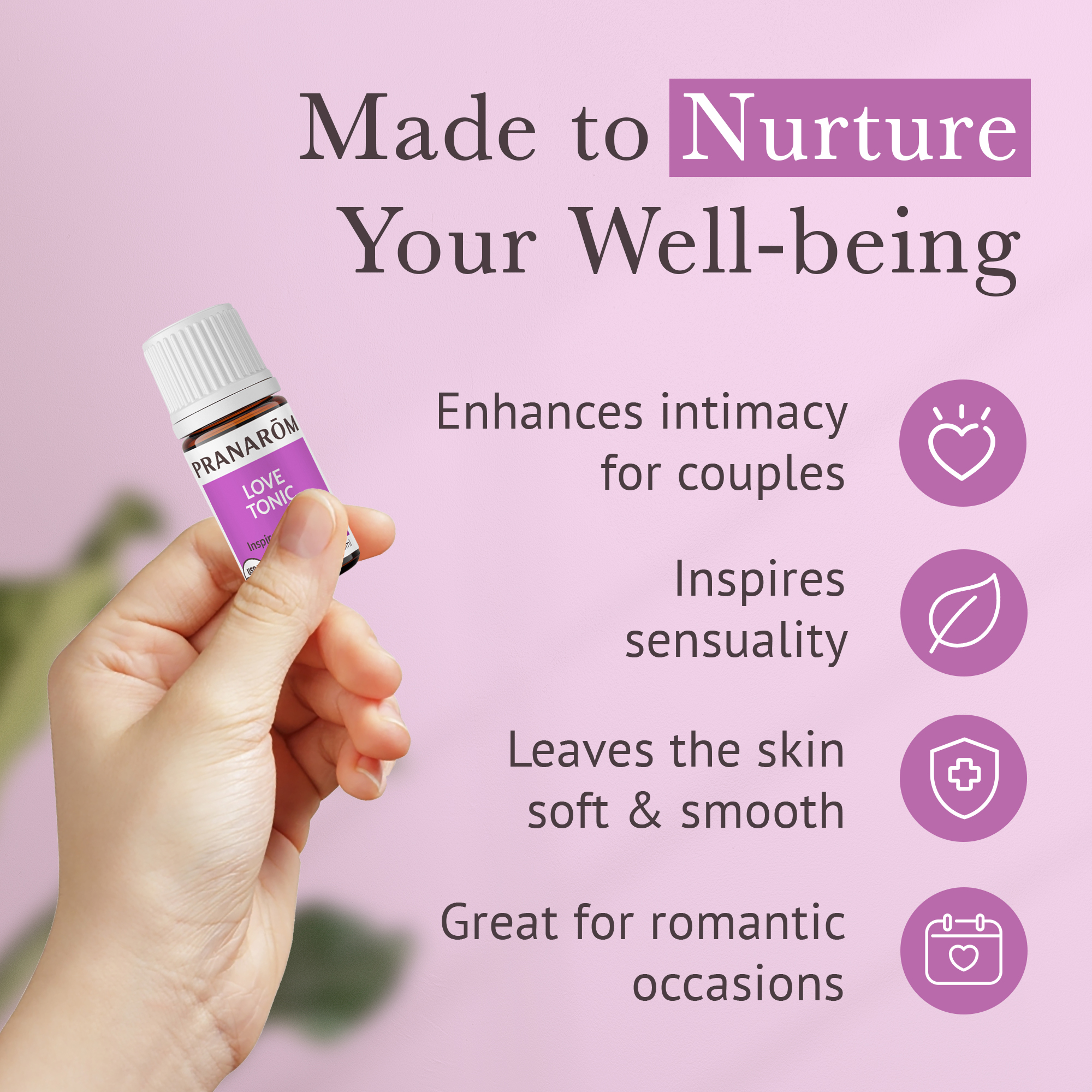 Pranarom - Love Tonic Essential Oil Wellness Blend 5ml - For Aromatherapy Enthusiasts - Relaxation and Sensuality - Certified Organic Ingredients - Pure Essential Oils