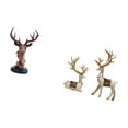thumbnail image 5 of 3 Pieces Deer Head Figurine Elk Statue Reindeer Sculpture Durable Resin Decor for Living Room Office Tabletop, 5 of 8