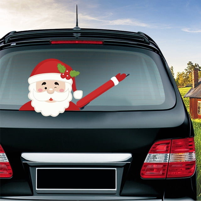 ziyahi Car Stickers Car Rear Windshield Decals Christmas Themed Automotive Wiper Waving Stickers Rear Window Decor