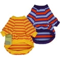 thumbnail image 2 of Fitwarm 2-Pack Striped Dog Shirt for Pet Clothes Puppy T-Shirts Cat Tee Breathable Strechy Orange Yellow Blue Purple (L), 2 of 7