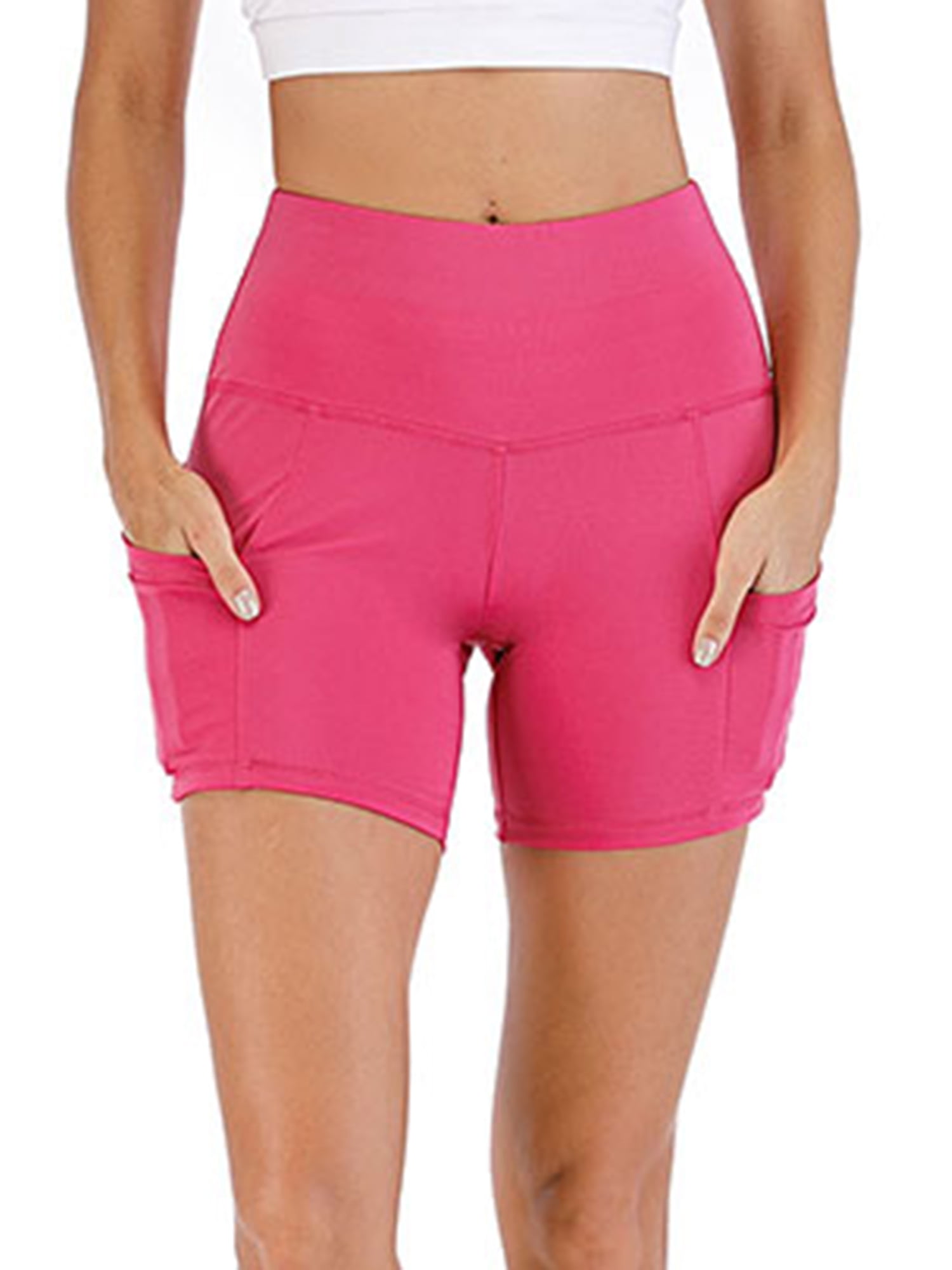 BAG WIZARD Women's High Waist Workout Yoga Running Compression Exercise Shorts Side Pockets