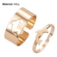 thumbnail image 7 of UDIYO 2Pcs/Set Adjustable Couple Rings Heart/Moon/Star/Dolphin Shape Jewelry Creative Exquisite Open Rings for Gifts, 7 of 7