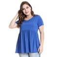 thumbnail image 3 of Camiseta elástica Colcomx de Cuello redondo manga corta para mujer talla grande, 3 of 8