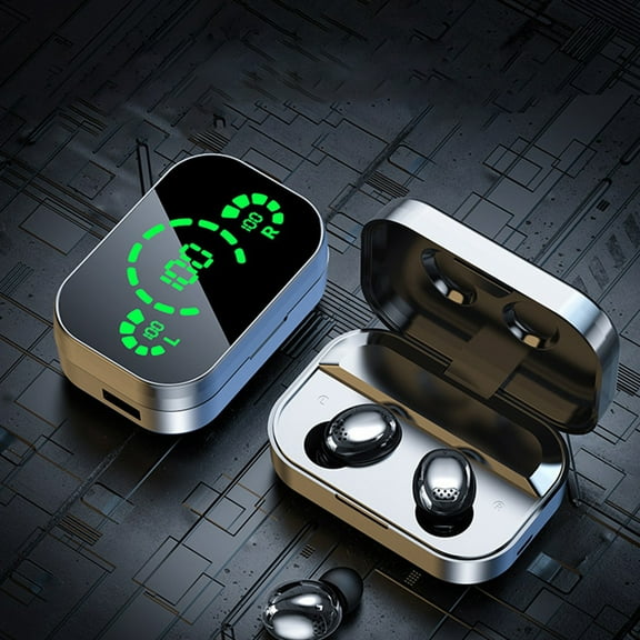FYHALE Digital Display Touch-Control Wireless Bluetooth 5.3 Hi-Fi Black Electroplated Earphones Shinning TWS-Headphones Earbuds Headset IPX5