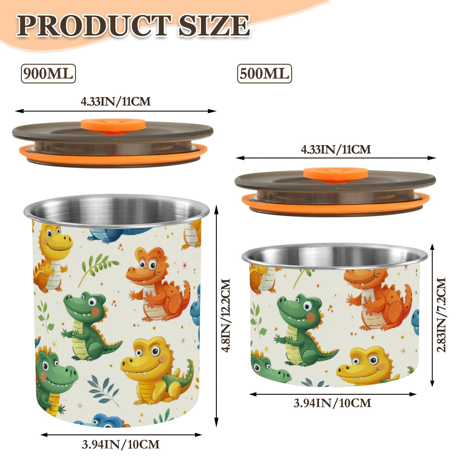 Cute Crocodile Cartoon Airtight Coffee Bean Canister 30oz Food Storage Containers with Lids For Gournd, Tea, Sugar, Flour, Rice, Cereal, Candy Cookie Jar