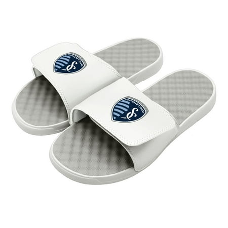 

Men s ISlide White/Gray Sporting Kansas City Primary Logo Slide Sandals
