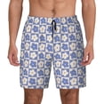 thumbnail image 2 of Goofa Plaid Flowers Printed Men's Swim Trunks Board Shorts Quick Dry Mens Swimming Trunks with Compression Liner,Breathable Fit Hawaii Beach Shorts-, 2 of 9