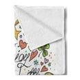 thumbnail image 2 of Saying Soft Flannel Fleece Throw Blanket, Enjoy the Little Things Message with Tiny Flowers Stars and Hearts, Cozy Plush for Indoor and Outdoor Use, 70" x 90", Multicolor, by Ambesonne, 2 of 5