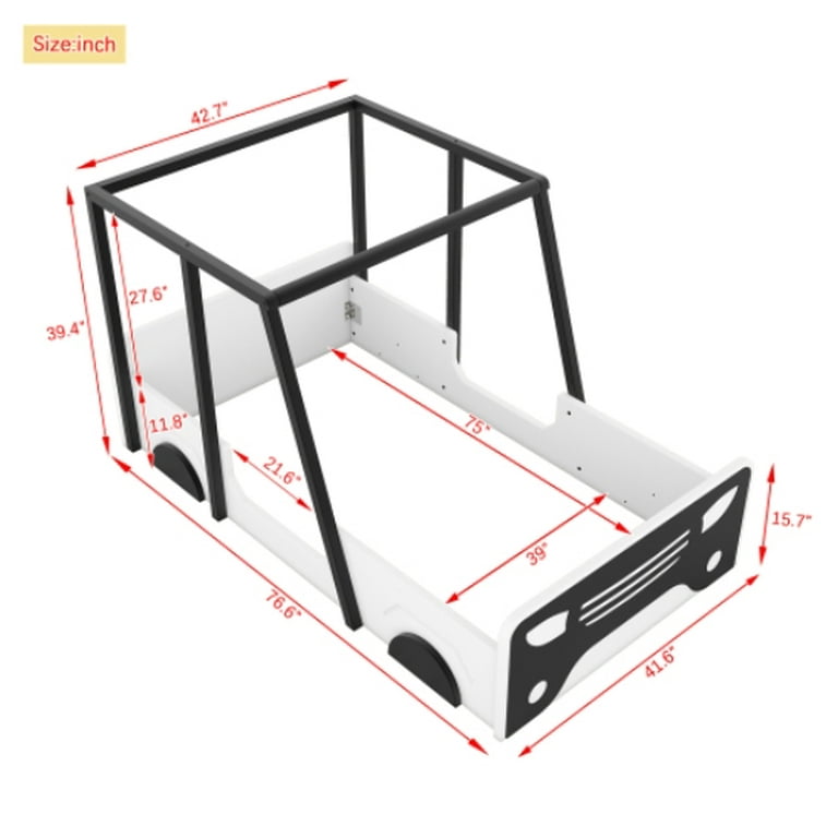 JQCX Twin Size Car-shaped Bed with Roof,Creative Platform Bed for Kids  Girls Boys,No Box Spring Needed,Easy Assembly - Walmart.com
