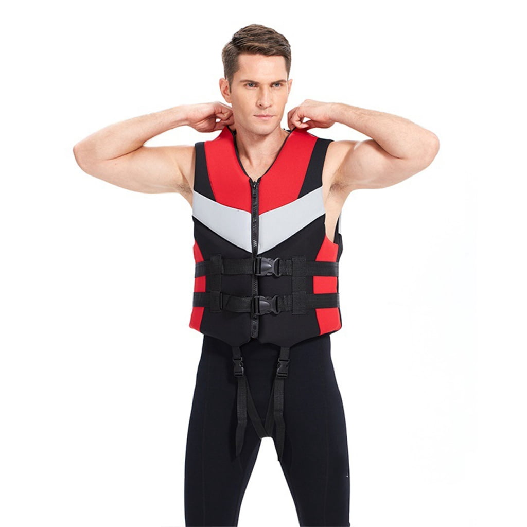 Adults Life Vest Boats Clothing Fishing Vest Buoyancy Jackets Swim Trainer Jackets for Water Sports, Surfing, Boating