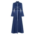 thumbnail image 3 of dPois Womens Church Clergy Dress Flared Sleeves Zipper A-Line Maxi Dress Gown Priest Role Play Navy Blue XXL, 3 of 7