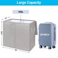 thumbnail image 6 of ZOUYUE Double Laundry Hamper with Lid & Removable Laundry Bags, Large Collapsible 2 Dividers Dirty Clothes Basket with Handles for Bedroom, Laundry Room, Closet, Bathroom, College, Light Gray, 6 of 7