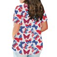 thumbnail image 4 of Fiudx Camisas de Mujer Día de La Independencia Moda Mujeres Manga Corta Floral Impreso Cuello Redondo Sobre Tamaño Tops Verano Camiseta Blusa, 4 of 6