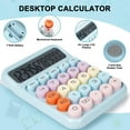 thumbnail image 5 of Mechanical Switch Calculator with Big Buttons, Calculators Desktop, 12 Digits, Large LCD Display, Desk Calculator, Cute Pink Calculators for Teachers Students Basic Office (Blue), 5 of 7
