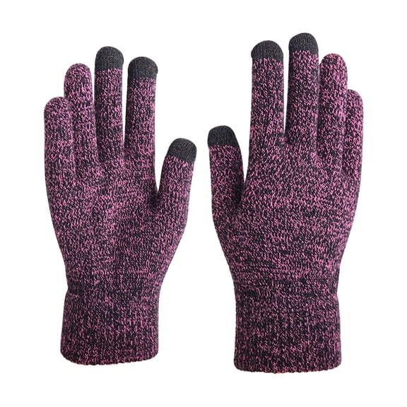 AWZXDE Thickened Wool Knitting Gloves for Outdoor Activities - Cold Weather Proof for Men black red,One size