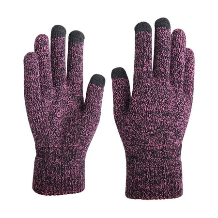 

Mens Gloves Winter Gloves Men Winter cold proof knitted gloves warm Plush thickened full finger gloves Disposable Gloves Mens Faux-Leather Gloves New Arrival black red One size