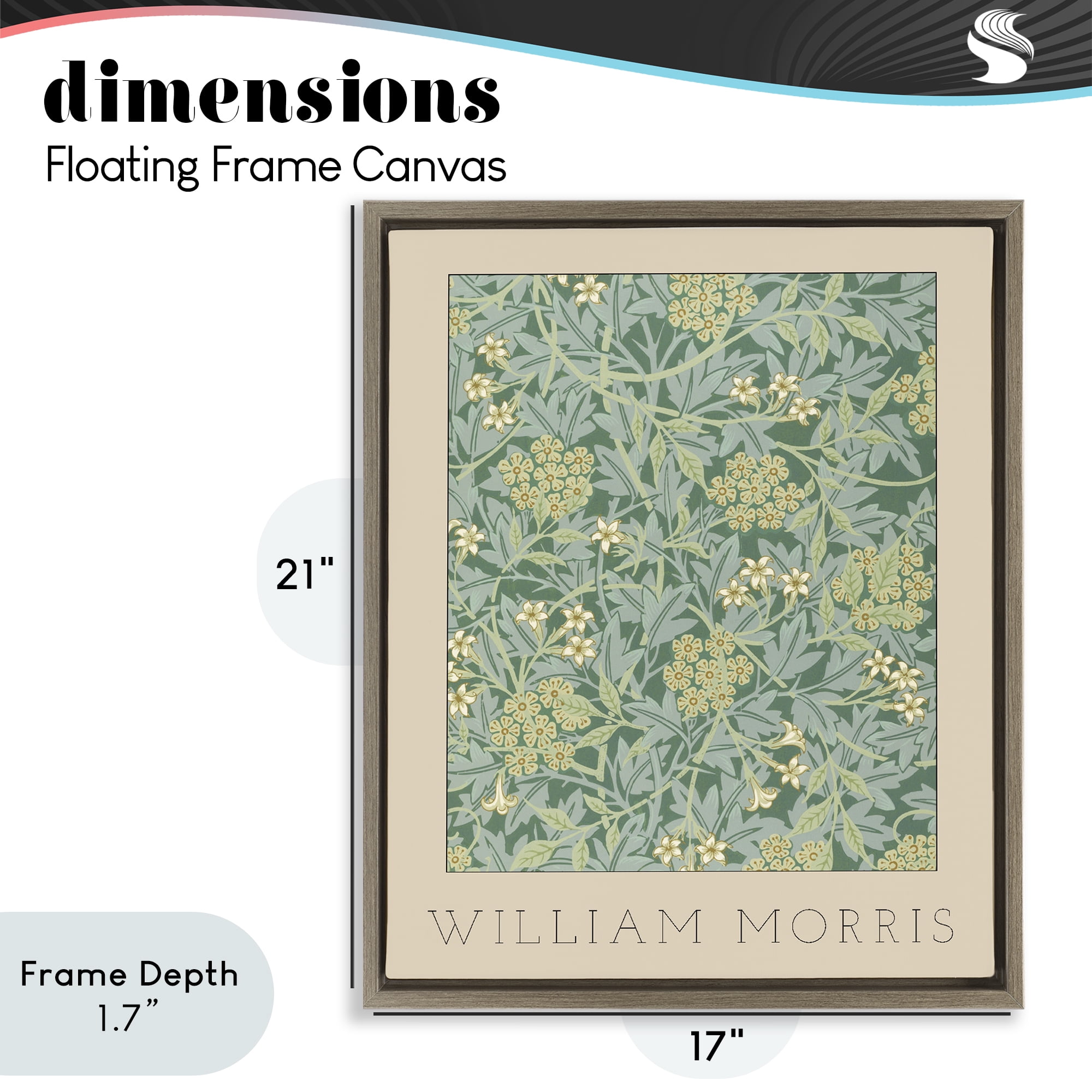 Stupell Industries William Morris Green Tones Brown Framed Floater Canvas Wall Art, design by Lil' Rue