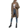 thumbnail image 4 of Baqcunre Womens Jacket Women's Autumn Knit Cardigan Mid Length Double Pocket Casual Loose Coat Suitable For Family Party Travel Daily Cardigan Womens Coats Womens Fall Fashion 2023 Coffee L, 4 of 5