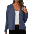 thumbnail image 2 of Women's short Cardigans Button Down High Low Solid Knit Loose Cardigans, 2 of 5