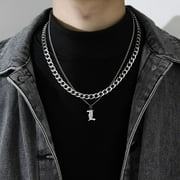 Punk Friends Gift Sweater chain Couple Necklace Thick Chain Men Women Titanium Steel Necklace Men Clavicle Chain Korean Style Necklace Cuban Letter Necklace L