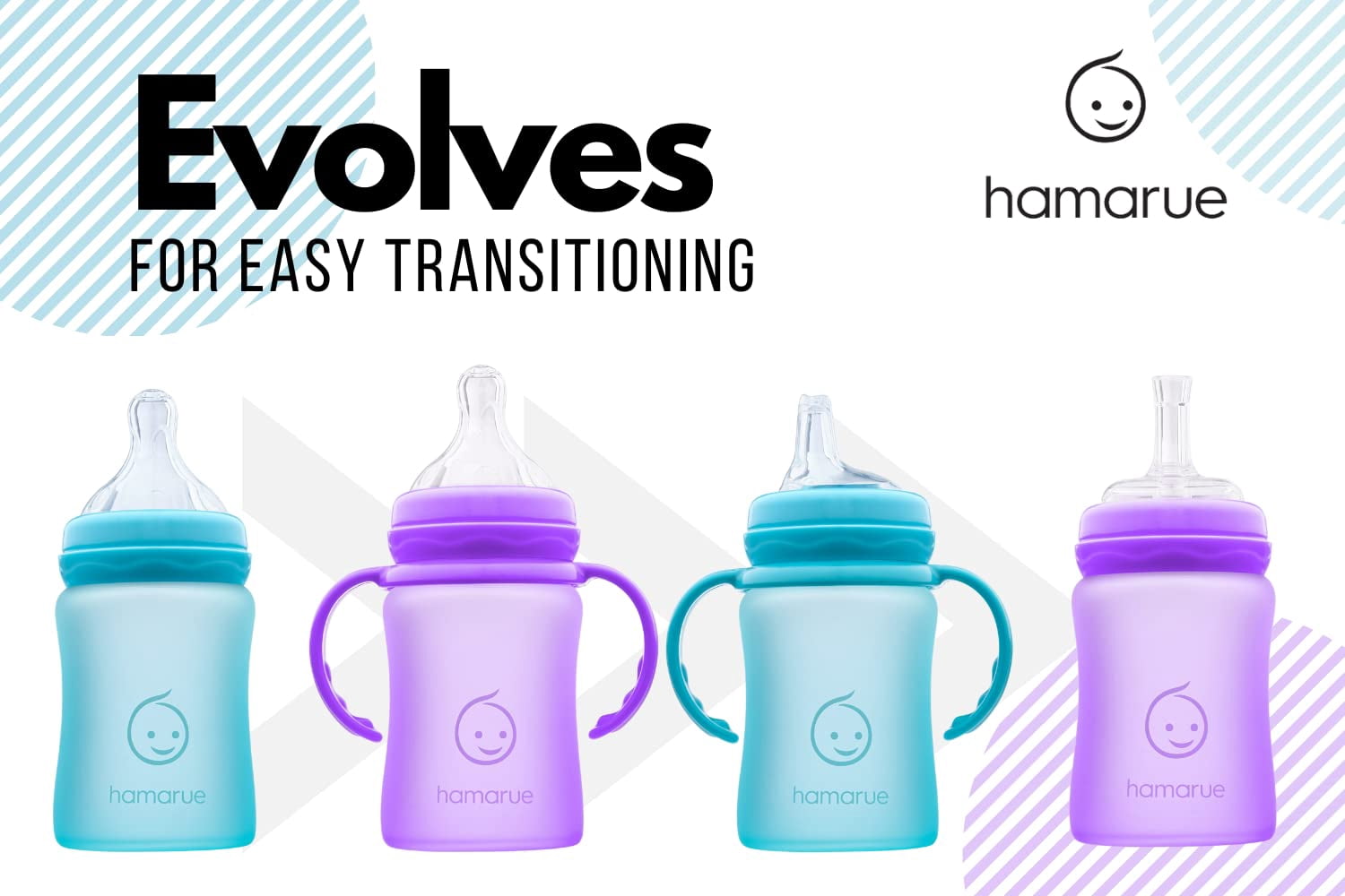 Hamarue Glass Sippy Cups for Toddlers | Silicone Coated Baby Bottles | Transition Straw Cup