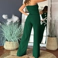 thumbnail image 5 of jtjvou Women's Strapless Tube Top Jumpsuit Metal Button Decor Loose Wide Leg Pants Green S, 5 of 8