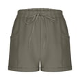 thumbnail image 7 of THDHVS Womens Shorts,Casual Shorts for Women,Womens Solid Linen Casual Shorts High Waisted Shorts Summer Flowy Beach Drawstring Shorts Gray M, 7 of 7