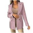 thumbnail image 6 of Blmnix Winter Jackets for Women Blazer Pink Long Sleeve Solid Work Long Suit Teens Tops 2024, 6 of 9