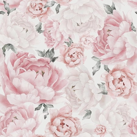 Pink Floral Wallpaper Peel and Stick Removable Self Adhesive Wall Paper for Bedroom Bathroom Flowers Contact Paper for Cabinets Walls Vinyl Rolls