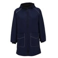 thumbnail image 3 of Breezora Manteau Long à Capuchon Résistant à l'Eau pour Femmes avec Détails Réfléchissants, devant à Boutons, Vêtement d'Extérieur de Protection contre la Pluie, Taille TTG, Bleu Marine, 3 of 9