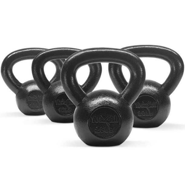 Yes4All Combo Cast Iron Kettlebell Weight Set (10, 15, 20 & 25 lbs