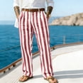 thumbnail image 2 of Uwinwear Striped Dress Pants for Men's Big & Tall Flat Front Business Trousers Casual Color Block Straight-Legs Long Pants with Pockets,Red,XXL, 2 of 4