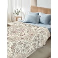 thumbnail image 4 of King Size Flat Sheet Only, Beige Boho Soft Brushed Microfiber Bed Sheets, Vintage Ethnic Floral Abstract Geometric Hotel Quality Breathable Bedding Top Sheet, Easy Care, 105"x98", 4 of 9