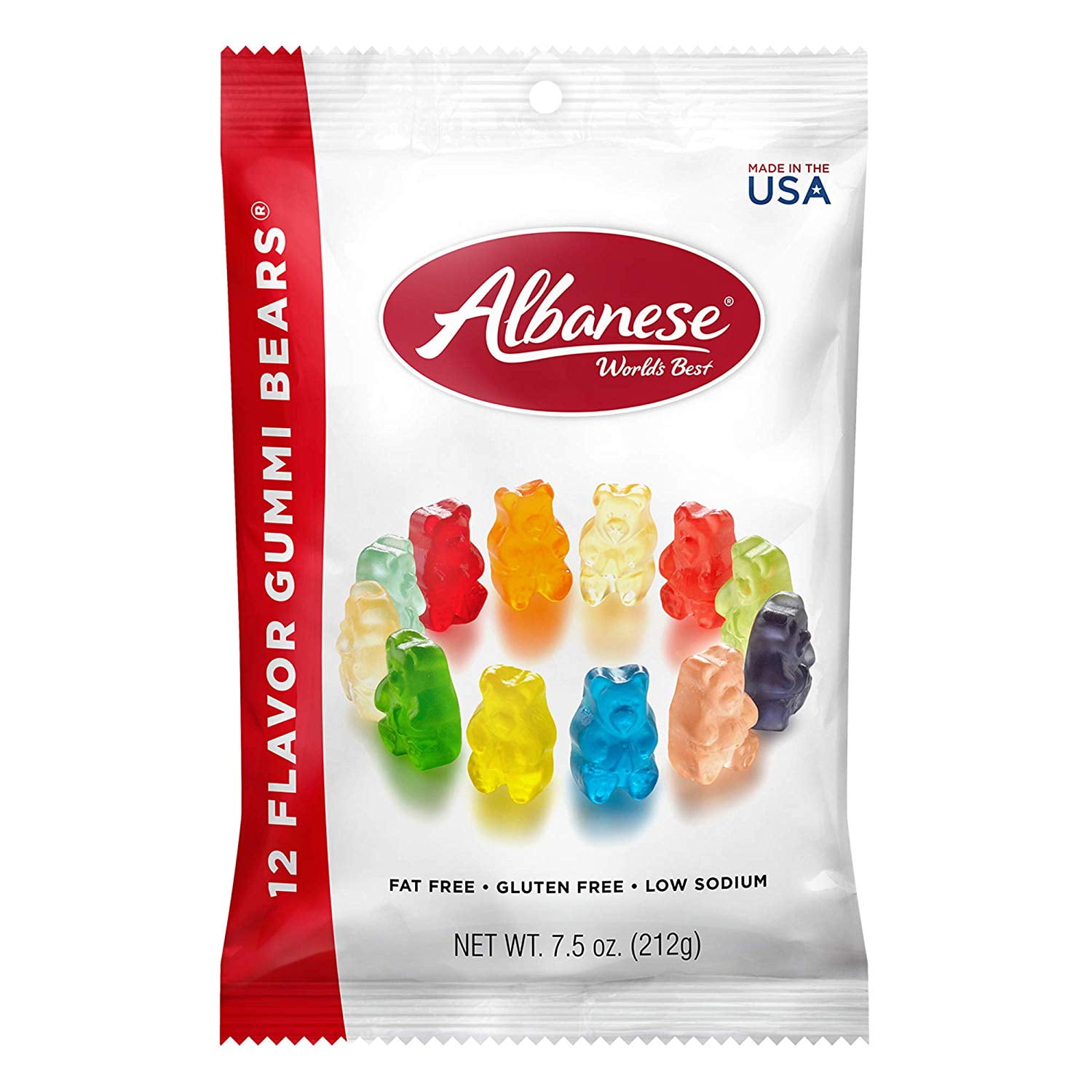 Albanese Worlds Best 12 Flavor Gummi Bears, 7.5oz Peg Bag