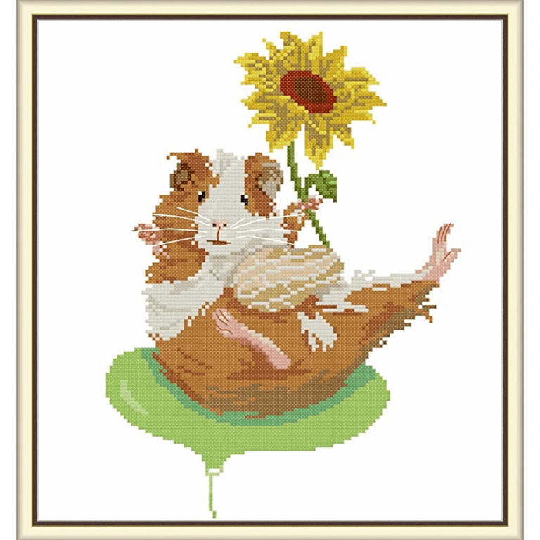 Stamped Cross Stitch Kits for Beginners Full Range of Cross Stitching  Preprinted Pattern for Kids or Adults, Embroidery Needlepoint Starter  Kits-Sunflower and Mouse, 15.4x16.5 inch 