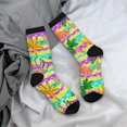 thumbnail image 5 of Daiia Multicolored Tropical Print Crew Socks – Soft Breathable Long Socks for Men & Women, Moisture-Wicking & Comfortable Daily Wear Socks, One-Size Fits Most (US 5-11), 5 of 6