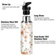 thumbnail image 3 of Yayeee 33oz Insulated Water Bottle Double Wall Stainless Steel with Flip Straw Lid, Orange Floral Blooms, 3 of 7
