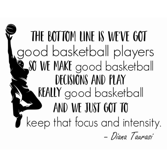 Good Basketball Players Good Basketball Decisions And Keep That Focus And Intensity | 16" x 20" Vinyl Home Decoration Sticker Quotes - DIY Stick And Peel Wall Decor Diana Jaurasi Basketball Quotes